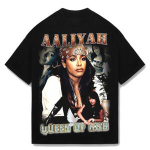 Aaliyah Unisex Black Retro Tee